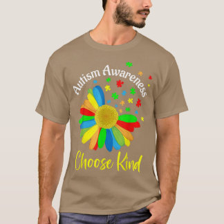選択の種類の自閉症意識ひまわりパズルママ Tシャツ