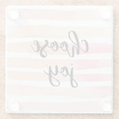 選択ジョイ感動的引用文水色ピンク ガラスコースター (裏面)