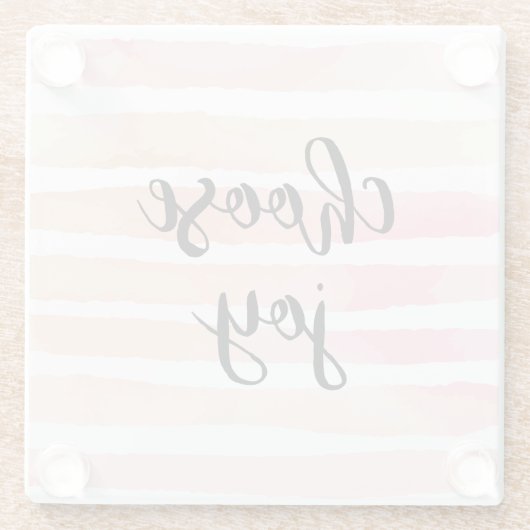 選択ジョイ感動的引用文水色ピンク ガラスコースター (裏面)