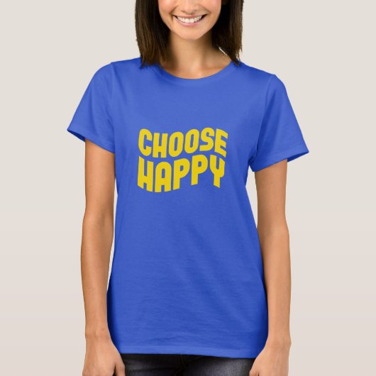 選択ハッピーイエロー感動的文字 Tシャツ (正面)