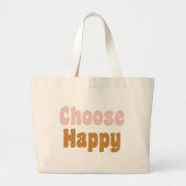 選択ハッピー感動的引用文レトロタイポグラフィ ラージトートバッグ (正面)