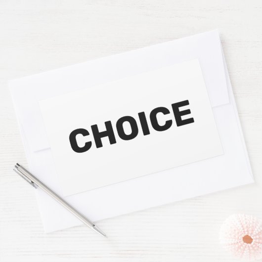 選択白黒人女性プロ選択中絶右 長方形シール (封筒)