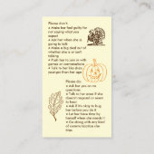 選択的な無言感謝祭の少女名刺 名刺 (裏面)