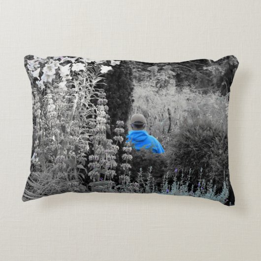 選択的に青いガーデンビジターアクセント枕 アクセントクッション (裏面)