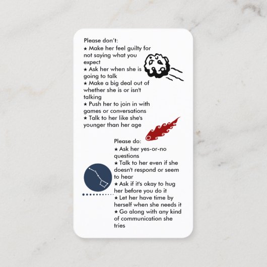 選択的ムティズムが女の子の名刺を集める 名刺 (裏面)