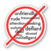 選択的無閉症の記号ではない シール (正面)