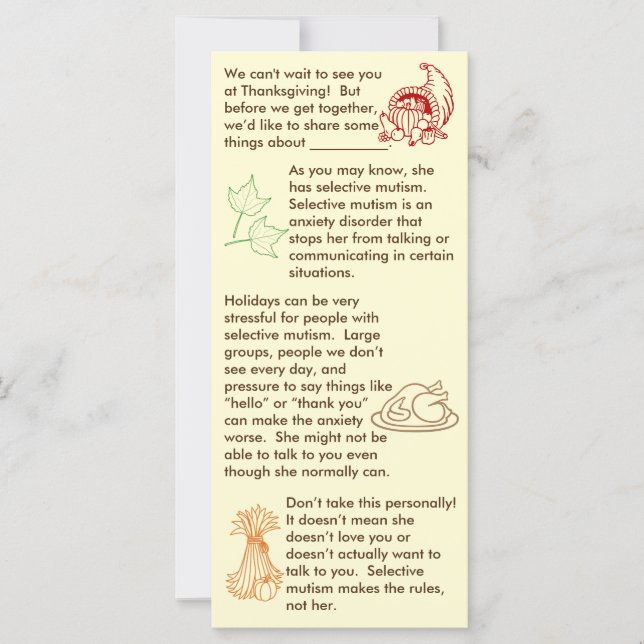 選択的無閉症感謝祭の少女 (正面)