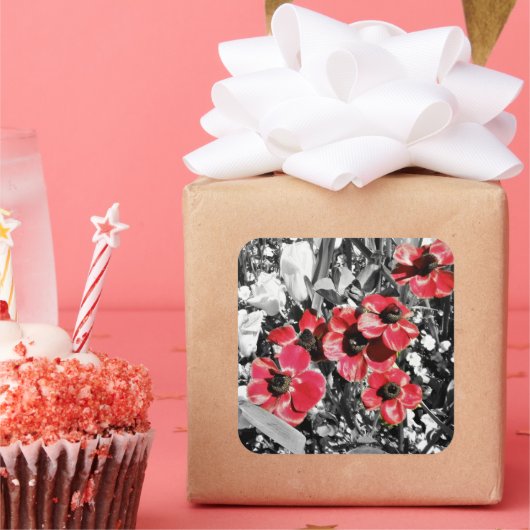 選択的美しい – アネモネの花 スクエアシール (パーティー)