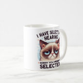 選択的聴力 猫好き ギフト コーヒーマグカップ (正面右)