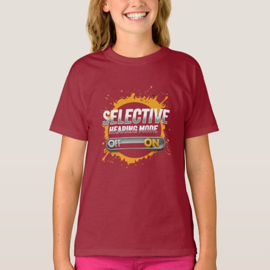 「選択聴覚モード：オン」の子供 Tシャツ (正面)