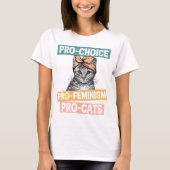 選択自由 支持 フェミニズム 猫好き Tシャツ (正面)