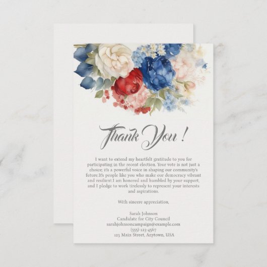 選挙のための政治選挙運動 サンキューカード (正面/裏面)