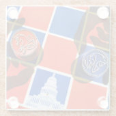 選挙のチェッカーボード ガラスコースター (裏面)