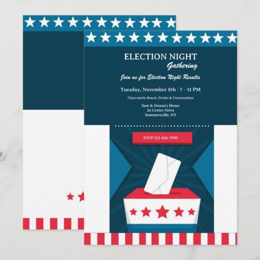 選挙の夜の集まり 招待状 (正面/裏面)