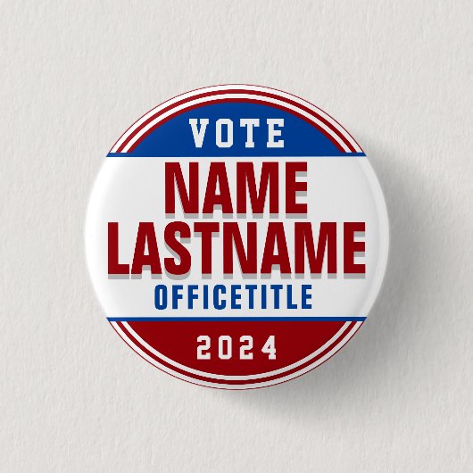 選挙キャンペーンボタン赤、白 缶バッジ (正面)