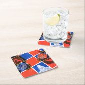 選挙チェッカーボード スクエアペーパーコースター (インサイチュ)