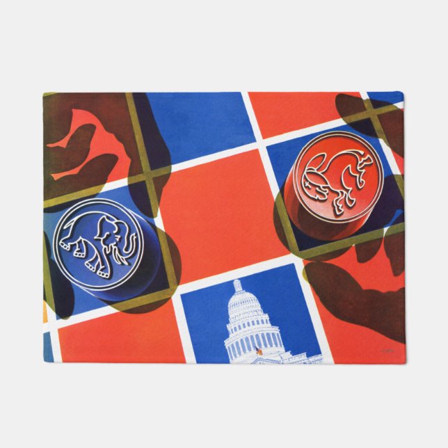 選挙チェッカーボード ドアマット (正面)