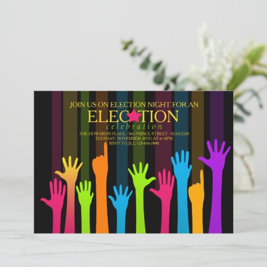選挙ナイト投票数パーティの招待状 招待状 (スタンド正面)