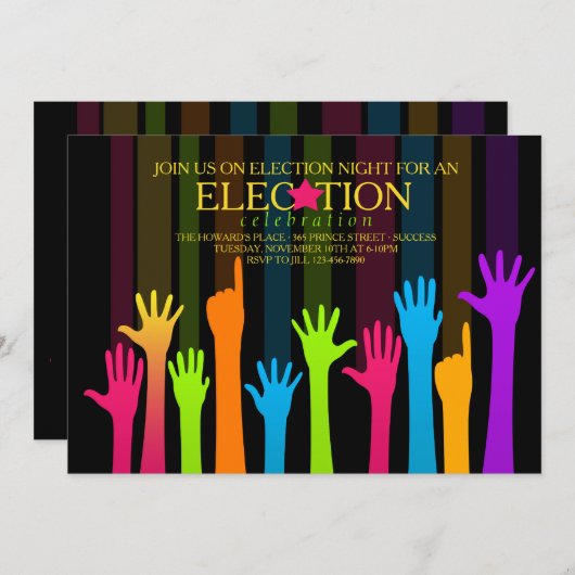 選挙ナイト投票数パーティの招待状 招待状 (正面/裏面)