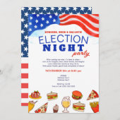選挙モダン夜パーティーバーガーズビール&バルロット 招待状 (正面/裏面)
