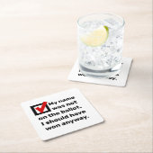 選挙ユーモア2024 スクエアペーパーコースター (インサイチュ)