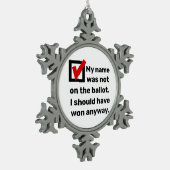 選挙ユーモア2024 スノーフレークピューターオーナメント (左)