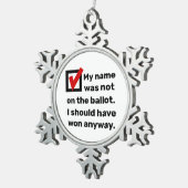 選挙ユーモア2024 スノーフレークピューターオーナメント (右)