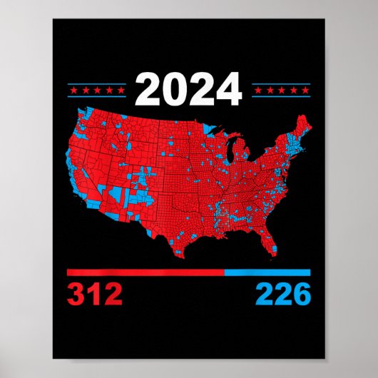 選挙人地図トランプ312赤2024選挙結果 ポスター (正面)