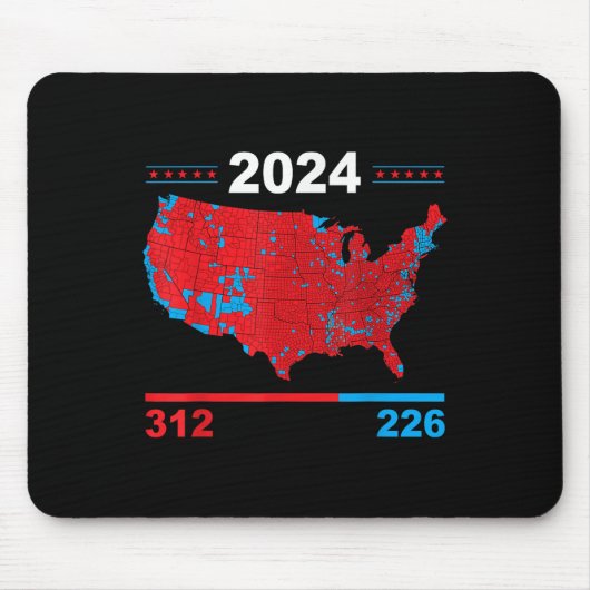 選挙人地図トランプ312赤2024選挙結果 マウスパッド (正面)