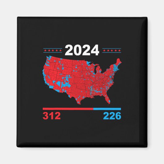 選挙人地図トランプ312赤2024選挙結果 マグネット (正面)
