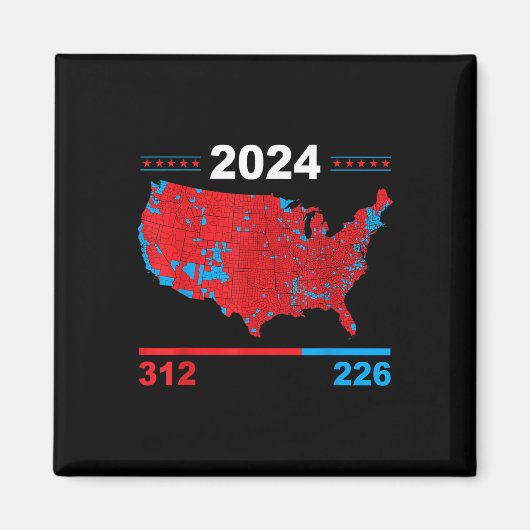 選挙人地図トランプ312赤2024選挙結果 マグネット (正面)