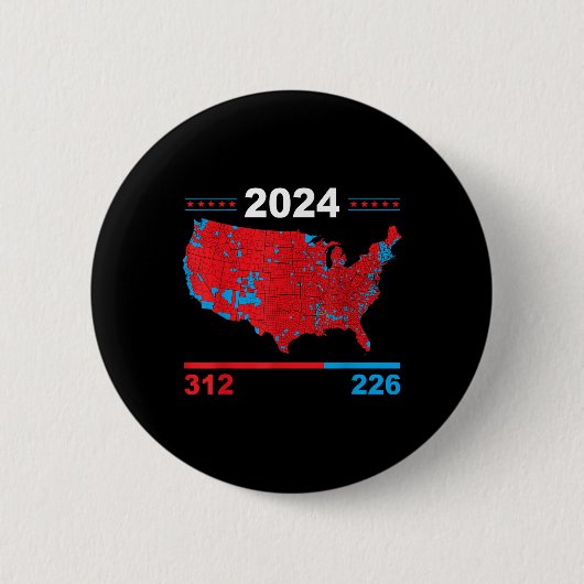 選挙人地図トランプ312赤2024選挙結果 缶バッジ (正面)