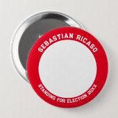 選挙写真のパーソナライズされた候補 缶バッジ (正面&裏面)