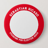 選挙写真のパーソナライズされた候補 缶バッジ (正面)