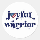 選挙喜ばしい戦士ネイビー型USA国旗のハート ラウンドシール (正面)