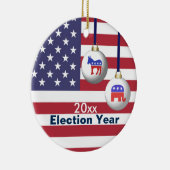 選挙年の共和党か民主党のクリスマス セラミックオーナメント (右)