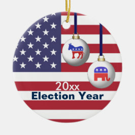 選挙年の共和党か民主党のクリスマス セラミックオーナメント