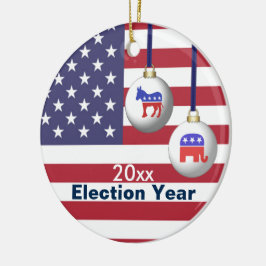 選挙年の共和党か民主党のクリスマス セラミックオーナメント