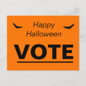 選挙投票オレンジブラックハロウィーンこうもり ポストカード (正面)