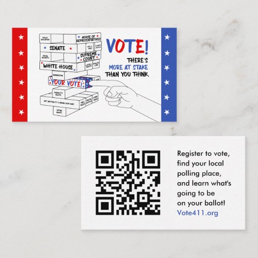 選挙投票ブロック塔の詳細が進行中 名刺 (正面/裏面)