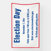 選挙日詳細紅白と青の文字 横断幕 (縦)