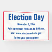 選挙日詳細紅白と青の文字 横断幕 (横)