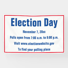 選挙日詳細紅白と青の文字 横断幕
