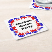 選挙監視パーティー スクエアペーパーコースター (アングル)