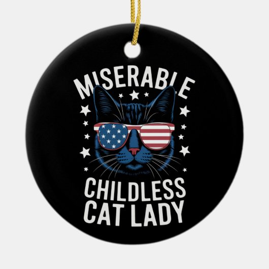 選挙2024子どものいない猫レディーフェミニスト投票 セラミックオーナメント (正面)