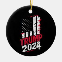 選挙 TRUMP 2024 アメリカ 古典的フラグ セラミックオーナメント