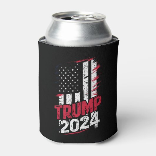 選挙 TRUMP 2024 アメリカ 古典的フラグ 缶クーラー (缶正面)