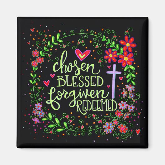 選賛美かわいらし復活祭クロス花 マグネット (正面)