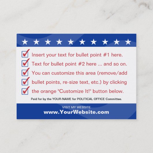 選選挙運動 名刺 (裏面)