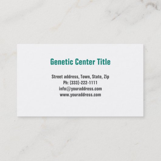 遺伝子検査 – 遺伝子研究はっきりした文字 名刺 (裏面)